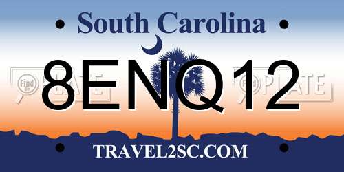 8ENQ12 South Carolina License Plate