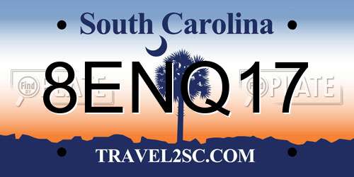 8ENQ17 South Carolina License Plate