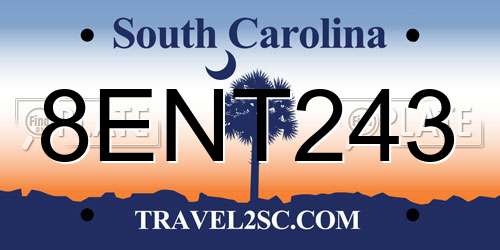 8ENT243 South Carolina License Plate