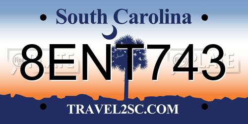 8ENT743 South Carolina License Plate