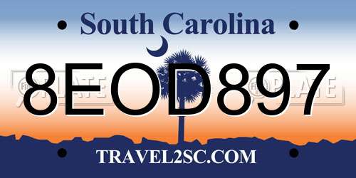 8EOD897 South Carolina License Plate