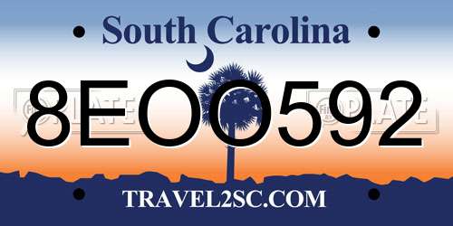 8EOO592 South Carolina License Plate