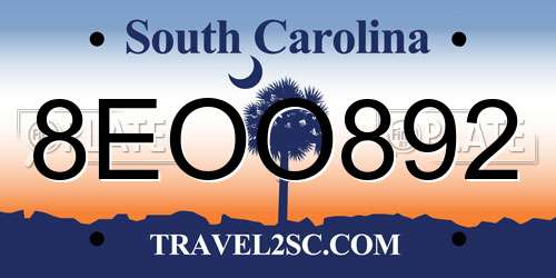 8EOO892 South Carolina License Plate