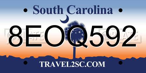 8EOQ592 South Carolina License Plate