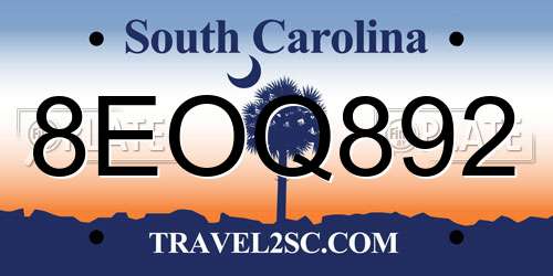 8EOQ892 South Carolina License Plate