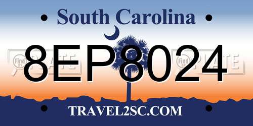 8EP8024 South Carolina License Plate