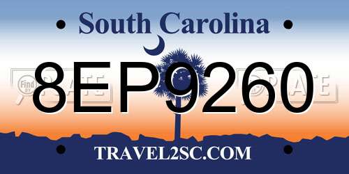 8EP9260 South Carolina License Plate