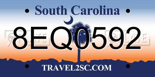 8EQ0592 South Carolina License Plate