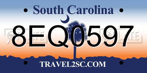 8EQ0597 South Carolina License Plate