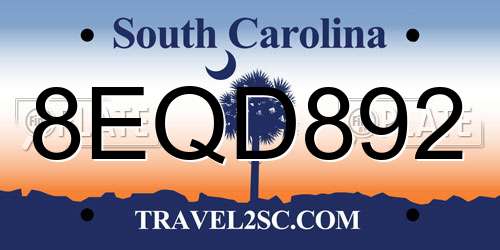 8EQD892 South Carolina License Plate