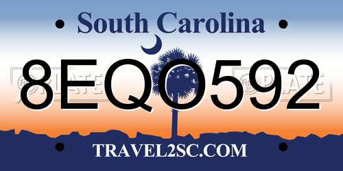 8EQO592 South Carolina License Plate