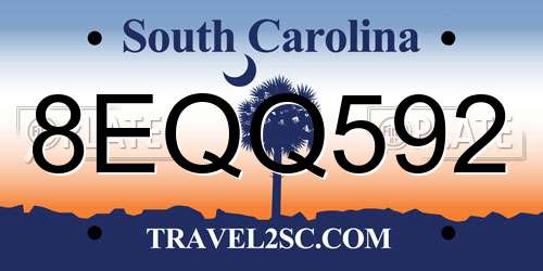 8EQQ592 South Carolina License Plate