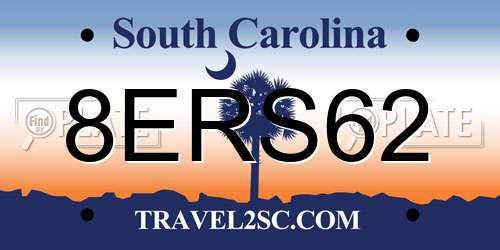 8ERS62 South Carolina License Plate