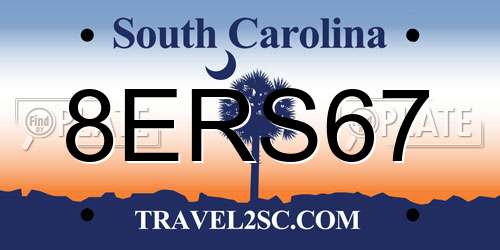 8ERS67 South Carolina License Plate