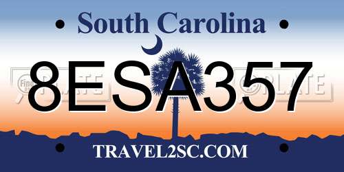 8ESA357 South Carolina License Plate