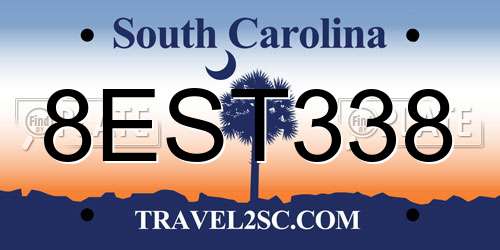 8EST338 South Carolina License Plate