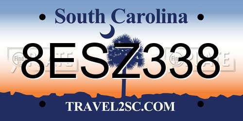 8ESZ338 South Carolina License Plate