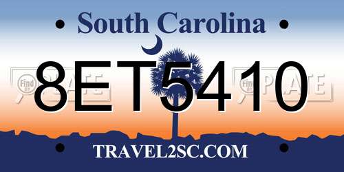 8ET5410 South Carolina License Plate