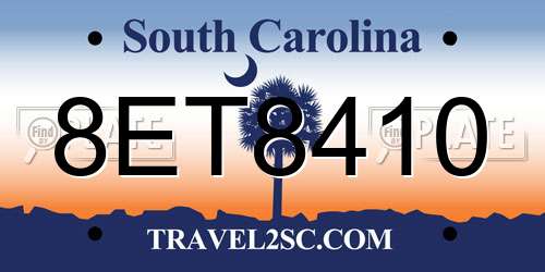 8ET8410 South Carolina License Plate