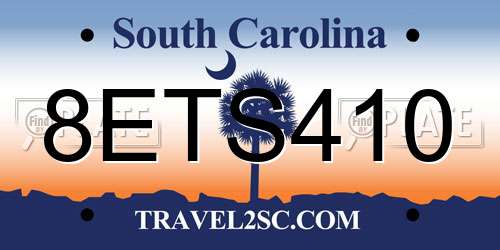 8ETS410 South Carolina License Plate