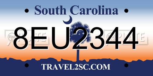 8EU2344 South Carolina License Plate