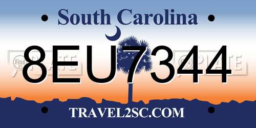 8EU7344 South Carolina License Plate