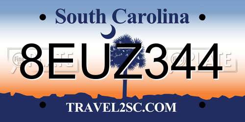 8EUZ344 South Carolina License Plate