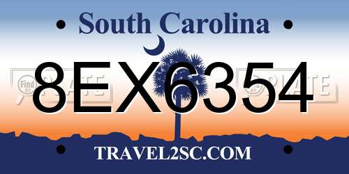 8EX6354 South Carolina License Plate