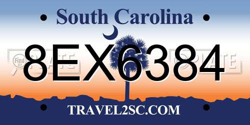 8EX6384 South Carolina License Plate