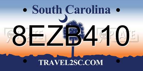 8EZB410 South Carolina License Plate