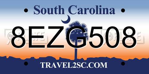8EZG508 South Carolina License Plate