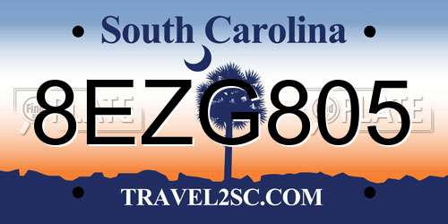 8EZG805 South Carolina License Plate