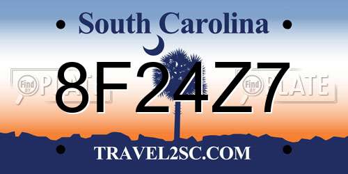 8F24Z7 South Carolina License Plate