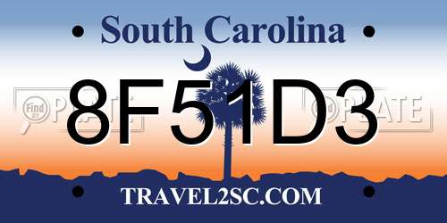 8F51D3 South Carolina License Plate