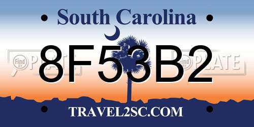 8F53B2 South Carolina License Plate