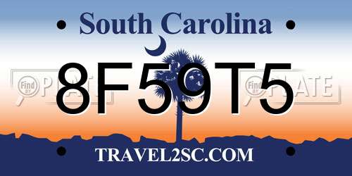 8F59T5 South Carolina License Plate