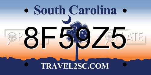 8F59Z5 South Carolina License Plate