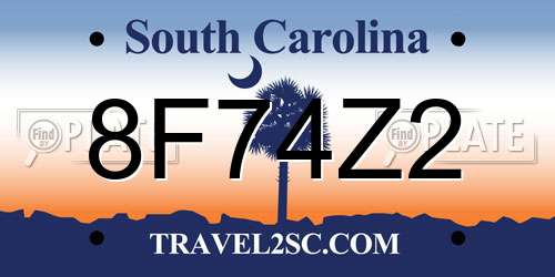 8F74Z2 South Carolina License Plate