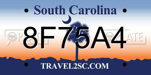 8F75A4 South Carolina License Plate