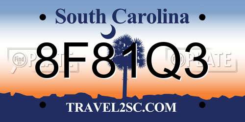 8F81Q3 South Carolina License Plate