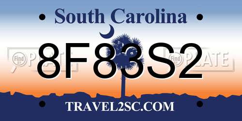 8F83S2 South Carolina License Plate