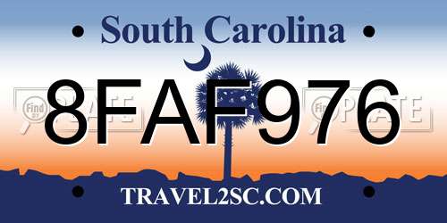8FAF976 South Carolina License Plate