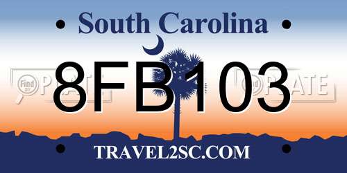 8FB103 South Carolina License Plate