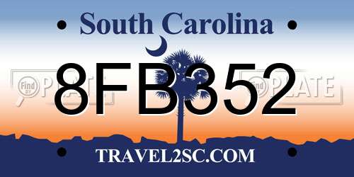 8FB352 South Carolina License Plate