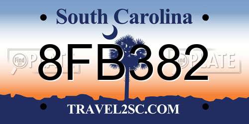 8FB382 South Carolina License Plate