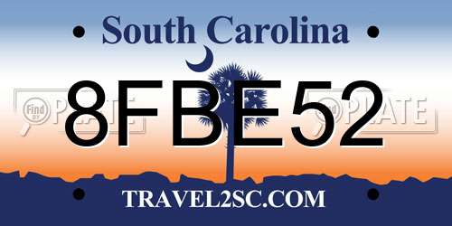 8FBE52 South Carolina License Plate