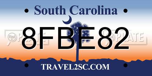 8FBE82 South Carolina License Plate