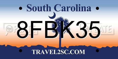 8FBK35 South Carolina License Plate