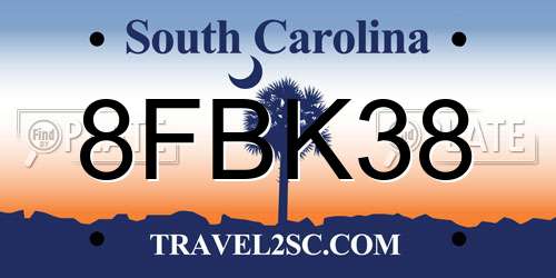 8FBK38 South Carolina License Plate