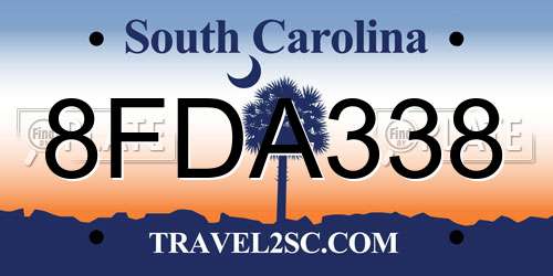 8FDA338 South Carolina License Plate